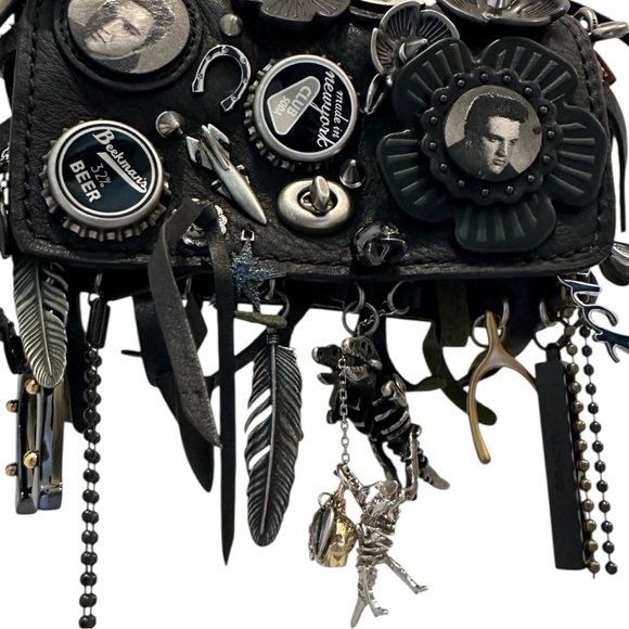 Coach Elvis Charm Bag Black & Silver - Picture 6 of 16